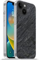Geschikt voorApple Iphone 14 - Softcase hoesje - Natuursteen - Industrieel - Leisteen - Structuur - Grijs - Siliconen Telefoonhoesje