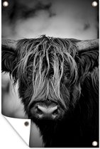 Muurdecoratie Schotse hooglander - Licht - Portret - Natuur - 120x180 cm - Tuinposter - Tuindoek - Buitenposter