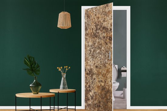 Deurposter 90x215 cm - Deursticker Graniet - Design - Structuur - Steen - Bruin - Meubelfolie zelfklevend - Deurfolie woonkamer - Interieurfolie fotobehang - Deur plakfolie - Deurstickers - Deurbehang sticker - Kamer decoratie