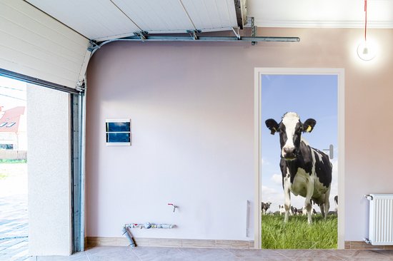 Sticker pour porte Vaches - Herbe - Animaux - Soleil - Ferme - 75x205 cm - Affiche de porte