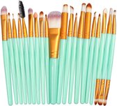 Bol.com ***Diamond Make Up Kwastenset - 20 delig - Make Up Brush - Make Up Penselenset - Oogschaduw - Kwasten - Groen Goud - van... aanbieding