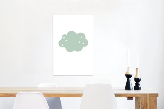 Aluminium schilderij 40x60 cm - Wanddecoratie metaal - Wolk - Meiden - Jongens - Sterren - Pastel - Kind - Metalen muurdecoratie woonkamer - Decoratie industrieel - Foto op dibond - Industriële accessoires slaapkamer