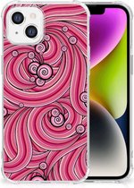 Anti Shock Case Geschikt voor iPhone 14 Telefoonhoesje met doorzichtige rand Swirl Pink