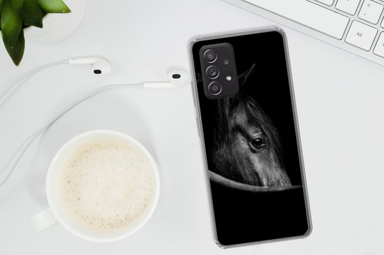 Coque Samsung Galaxy A53 5G - Paarden - Portrait - Zwart - Animaux - Coque de téléphone en Siliconen