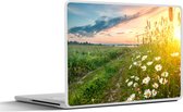 Laptop sticker - 14 inch - Bloemen - Madelief - Natuur - Zon - Horizon - 32x5x23x5cm - Laptopstickers - Laptop skin - Cover