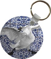 Sleutelhanger - Zwaan - Kunst - Delfts blauw - Schilderij - Oude meesters - Plastic - Rond - Uitdeelcadeautjes