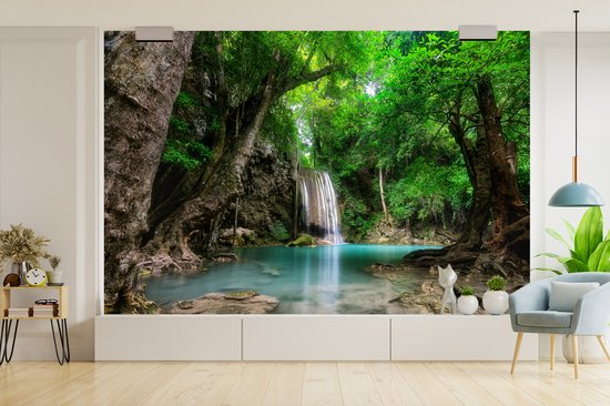 One Wall one Role fotobehang jungle-motief groen, wit, zwart, geel en – vtwonen