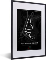 Fotolijst incl. Poster - Racebaan - Yas Marina Circuit - Circuit - F1 - Abu Dhabi - Zwart - 40x60 cm - Posterlijst