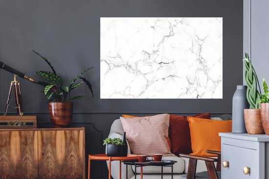 Stickers muraux - Film autocollant - Marbre - Wit - Grijs - Luxe - Aspect marbre - Structure - 120x80 cm - Film adhésif - Stickers muraux Chambre d'enfant - Papier peint autocollant