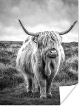 Poster Schotse hooglander - Dieren - Wolken - Koe - Natuur - 120x160 cm XXL