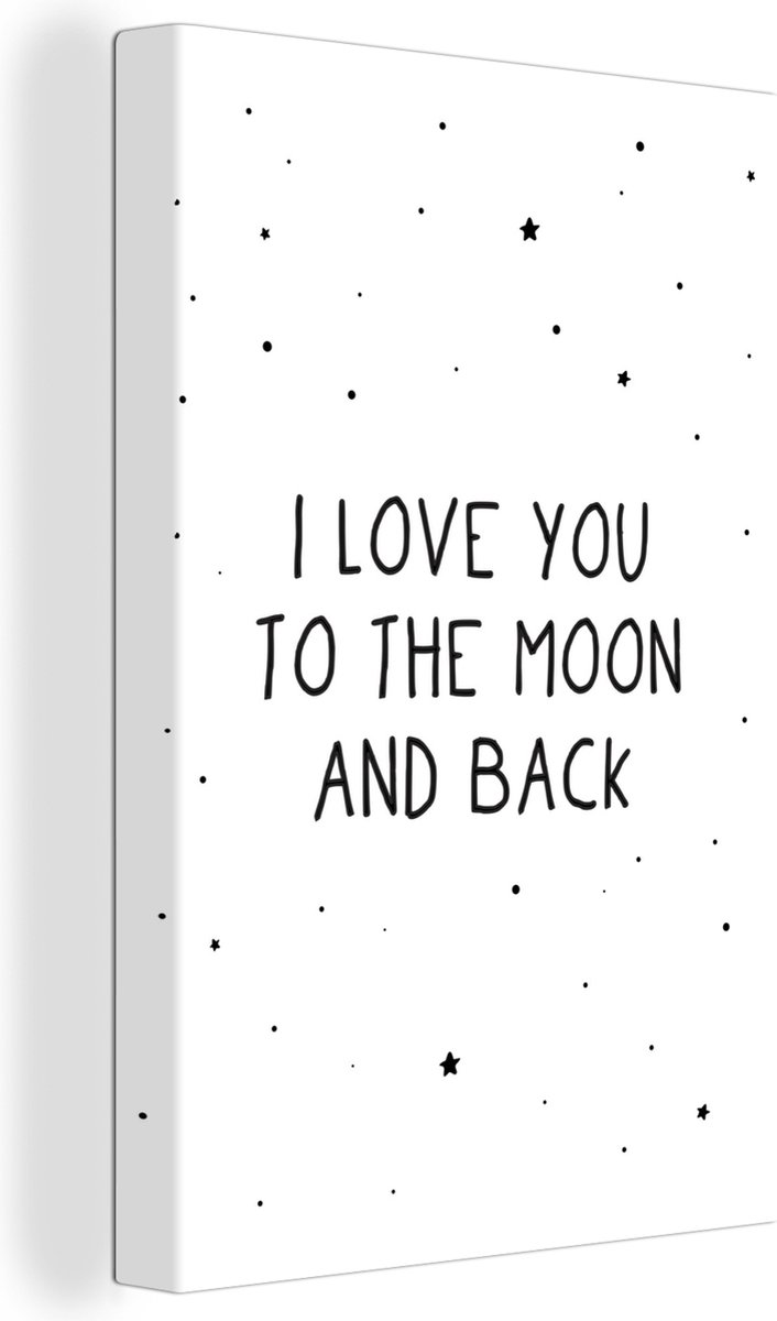 Canvas Kinderkamer - Quotes - I Love You To The Moon And Back - Baby - Liefde - Spreuken - Canvas Babykamer - 20x30 cm