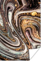 Poster Marmerlook - Goud - Glitter - Luxe - Marmer - Wit - 60x90 cm