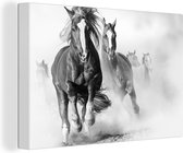 Canvas Schilderij Paarden - Dieren - Illustratie - 90x60 cm - Wanddecoratie