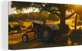 Toile peinture tracteur - Photo sur toile - Canvasdoek - Tracteur - Soleil - Tracteur - Arbre - Paysage - 80x40 cm