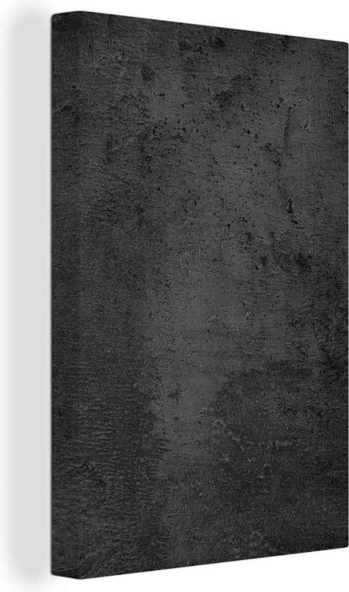 Canvas Schilderij Beton - Robuust - Vintage - Rustiek - Grijs - Zwart - 60x90 cm - Wanddecoratie