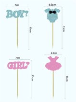 cupcake / taart / prikkers / boy or girl / jongen / Meisje /  geboorte / gender reveal / blauw / Rozefeest