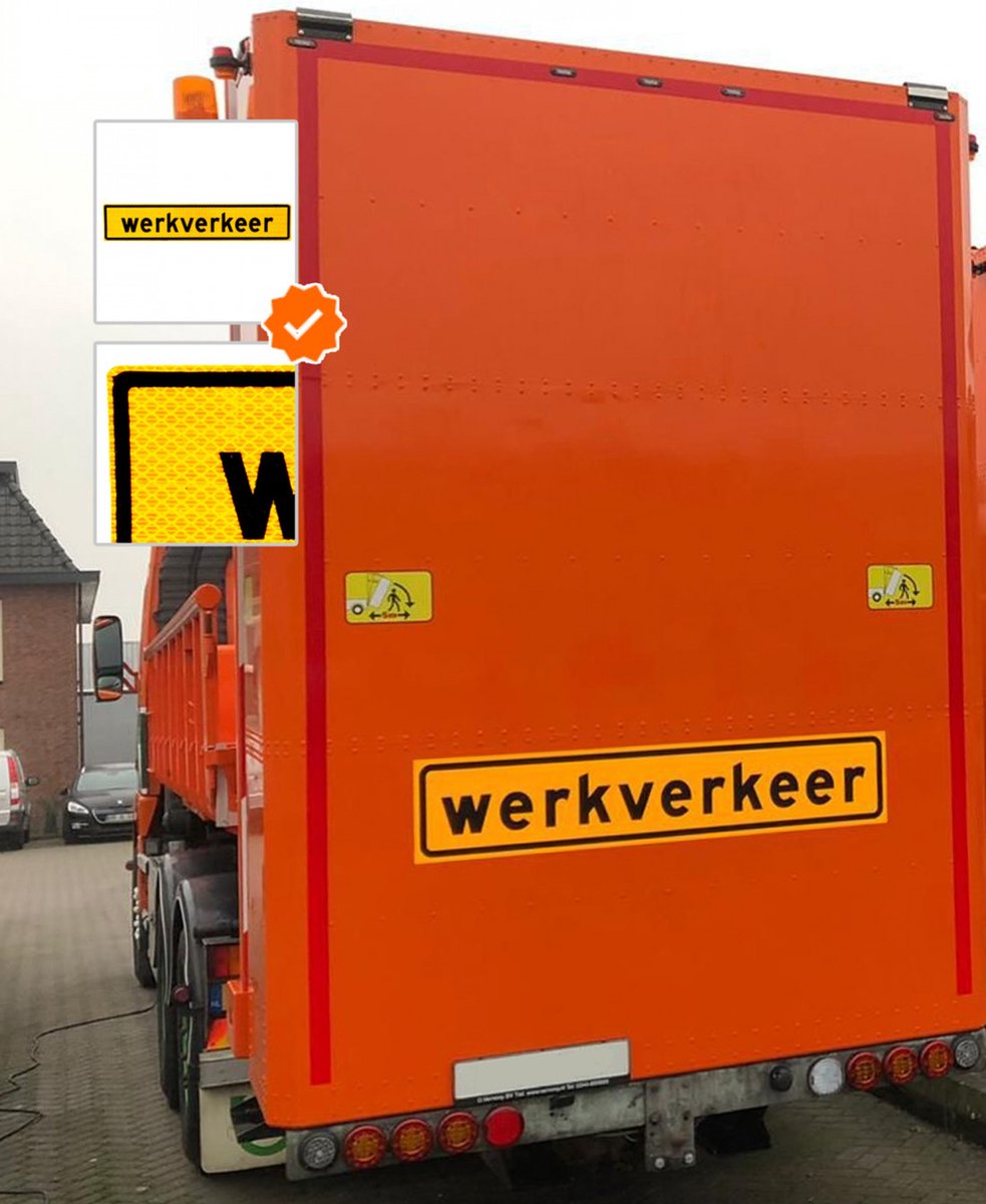 Werkverkeer sticker vrachtwagen 1500 x 300 mm
