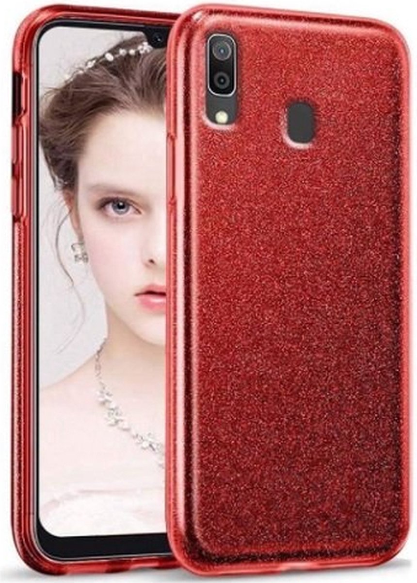 Samsung A20e Siliconen Glitter Hoesje Rood
