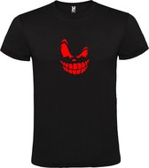 Zwart T-Shirt met “ Halloween Spooky Face “ afbeelding Rood Size L