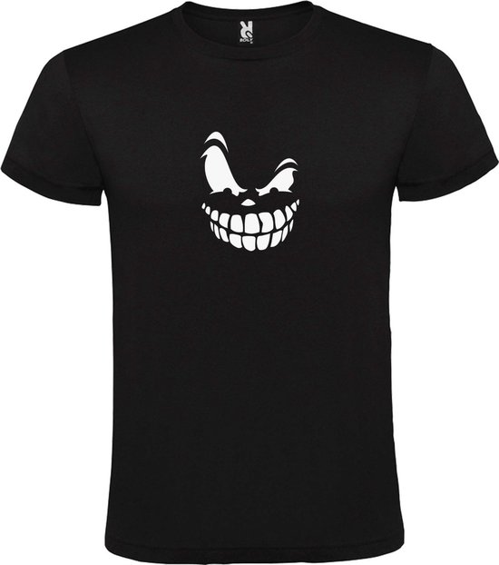 Zwart T-Shirt met “ Halloween Spooky Face “ afbeelding Wit Size XXXL
