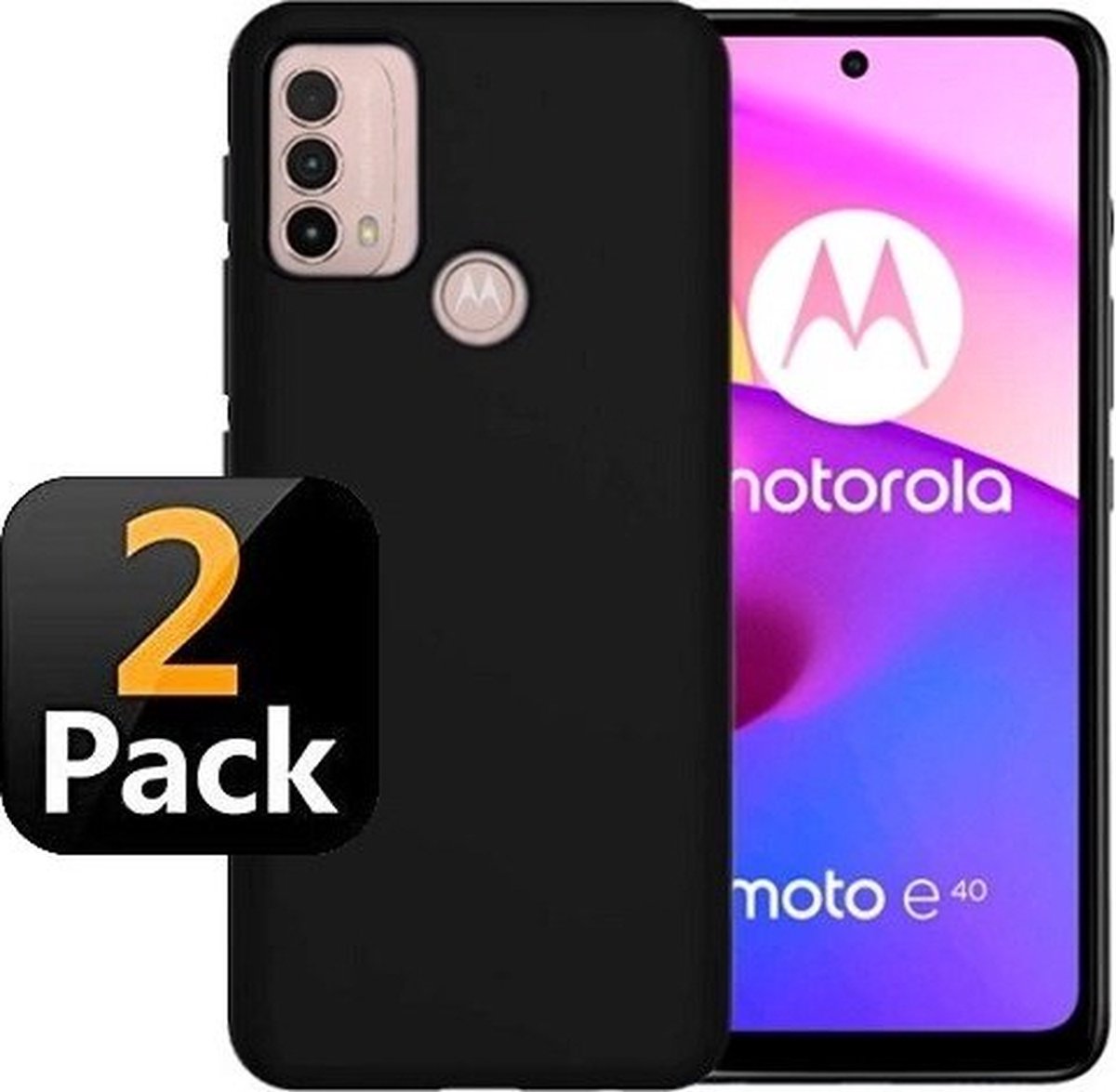 Motorola Moto E40 Hoesje Siliconen TPU Zwart 2x