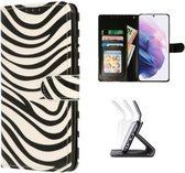 Samsung S21 Hoesje Met Pasjeshouder Bookcase Zebra