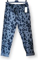 Elastische stoere broek voor dames in GROEN kleur in tijger design, met zijzakken elastische talie Maat 38/40