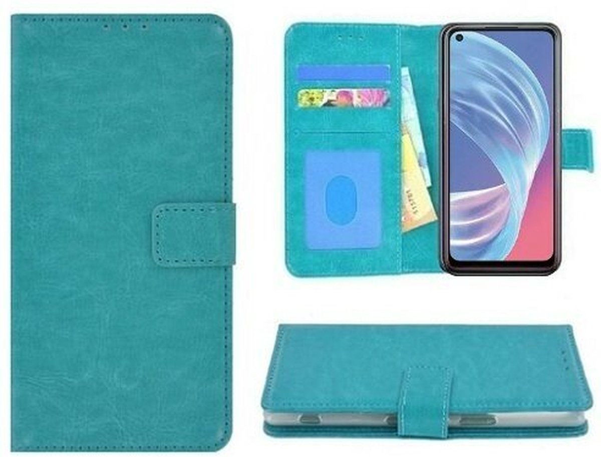 Oppo A73 5G Hoesje Met Pasjeshouder Bookcase Turquoise
