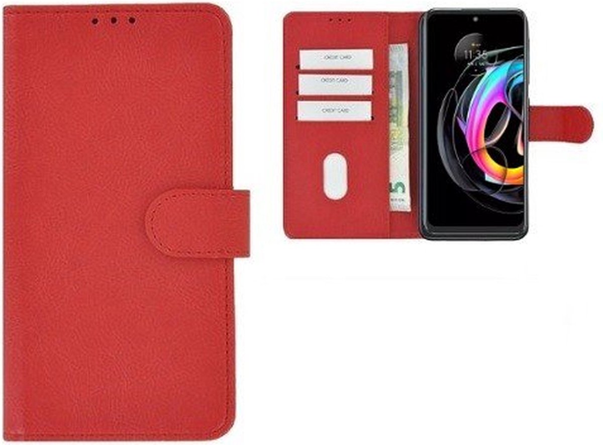 Motorola Edge 20 Lite Hoesje Met Pasjeshouder Bookcase Rood