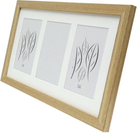 Deknudt Frames Cadre photo - Couleur chêne naturel - S66KB3 - Pour 3 photos 10x15 cm
