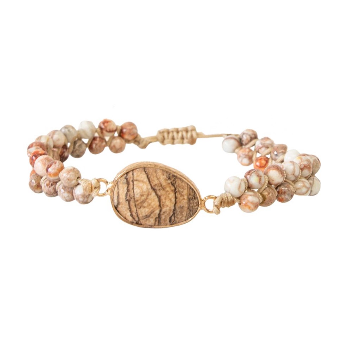 Marama - damesarmband Sand - vegan - verstelbaar - edelsteen Jaspis