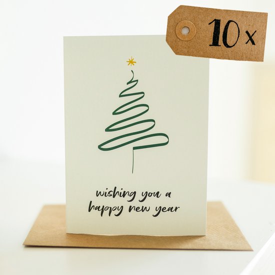10x hippe kerstkaarten (A6 formaat) - kerst kaarten om te versturen - kaartenset - kaartjes blanco - kaartjes met tekst - luxe kerstkaarten - feestdagenkaarten - kerstkaart - wenskaarten