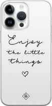 Casimoda® hoesje - Geschikt voor iPhone 14 Pro Max - Enjoy Life - Siliconen/TPU telefoonhoesje - Backcover - Tekst - Wit