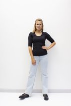 MOOI! Company - Dames T-shirt Joyce - mouwtje tot de elleboog - Aansluitend model - Kleur Zwart - XXL