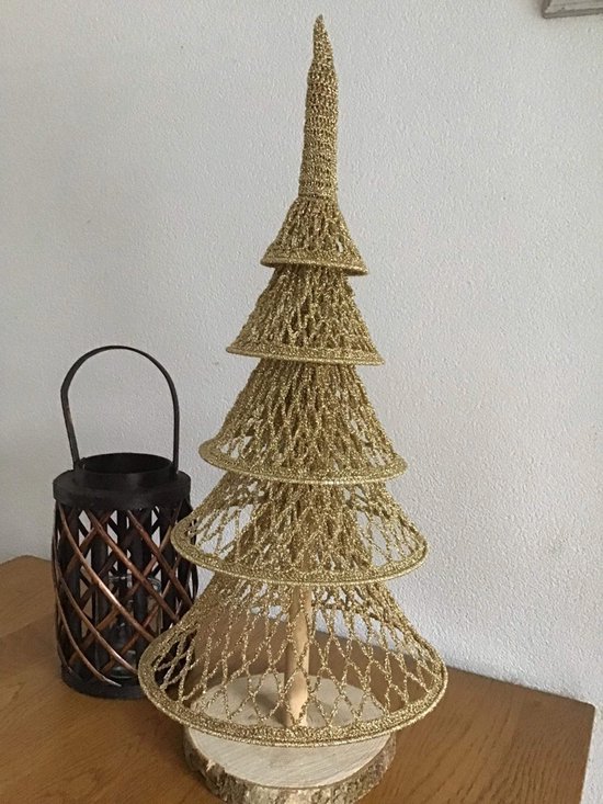 Haakpakket Kerstboom haken - goudkleurig - 5 lagen (ringen) - excl. standaard en verlichting