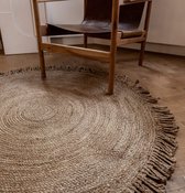 Rond jute vloerkeed Ibiza met franje -Rond 120 Ø Beige - Jute - Rond 120 Ø - (S)