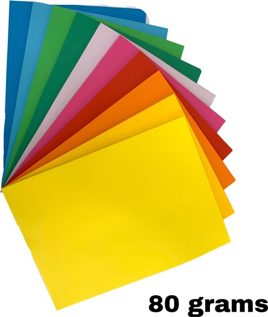 Paquet assorti de papiers colorés 80 grammes A4 - 10 couleurs