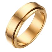 Anxiety Ring - (glad) - Stress Ring - Fidget Ring - Draaibare Ring - Spinning Ring - Spinner Ring - Goudkleurig RVS - (16.25 mm / maat 51)