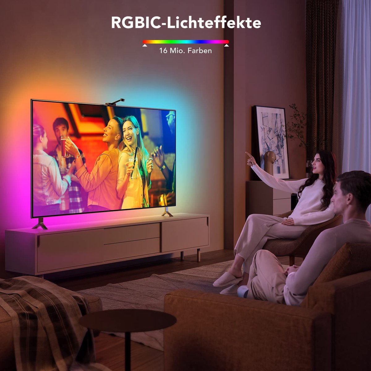Bande LED IC RVB connectée et intelligente pour TV 55-65 avec caméra de  synch