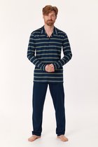 Woody doorknoop pyjama heren - multicolor gestreept - 222-2-MBT-S/914 - maat M