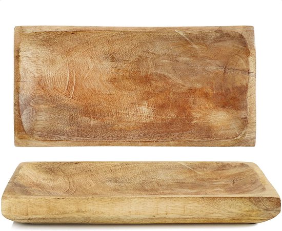 decoratieve borden van mangohout - rechthoekig houten dienblad voor kamerdecoratie - houten schaal voor fruit en snacks - dienblad als kamerdecoratie