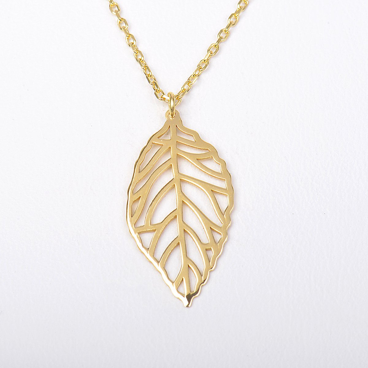 MeYuKu- Sieraden- 14 karaat gouden ketting- Bladhanger