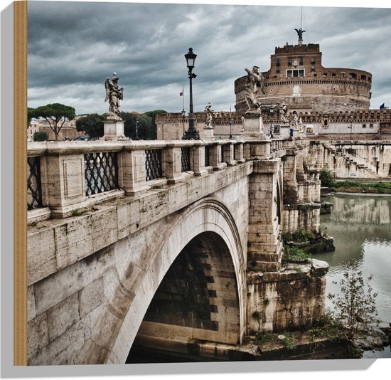 WallClassics - Hout - Stad Rome - 50x50 cm - 12 mm dik - Foto op Hout (Met Ophangsysteem)