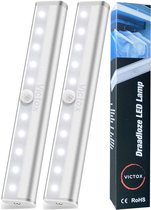 Victox Kastverlichting LED met bewegingssensor - Keukenverlichting draadloos - LED Kast Verlichting Draadloos - Bewegingssensor - Werkt op batterijen (2-PACK)