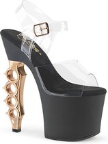 Pleaser - IRONGRIP-708 Sandaal met enkelband, Paaldans schoenen - Paaldans schoenen - 38 Shoes - Zwart/Goudkleurig