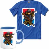 Tactical games | Airsoft - Paintball | leger sport kleding - T-Shirt met mok - Unisex - Royal Blue - Maat XXL