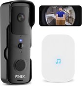 Finex™ Video Deurbel - Inclusief binnenbel & batterijen - Dag en nachtmodus - Zonder abonnement - T Ring - Draadloze deurbel - Deurbel met camera - werkt als eufy en ring deurbel