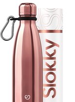 Slokky - Element Rose Gold Thermosfles & Mono Black Karabijnhaak - 500ml