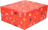 10x Sinterklaas papier cadeau imprimé rouge 250 x 70 cm sur un rouleau - papier cadeau / papier d'emballage - Sint en Piet
