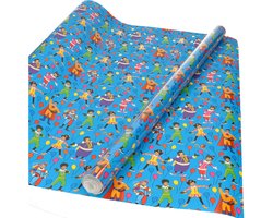 Product afbeelding van Club van Sinterklaas inpakpapier - cadeaupapier - blauw - 200 x 70 cm - voor pakjesavond - inpakken